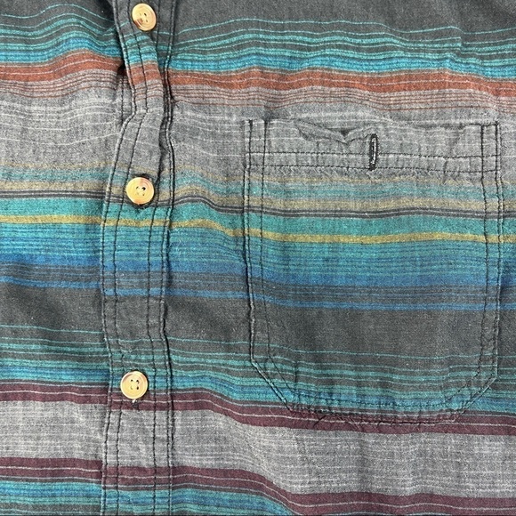 Carbon Button Down Shirt Boys Medium Classic Fit Blue Gray Striped - Picture 4 of 8